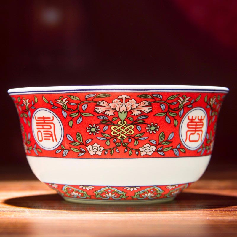 景德镇陶瓷寿碗礼品 定做万寿无疆寿碗厂家