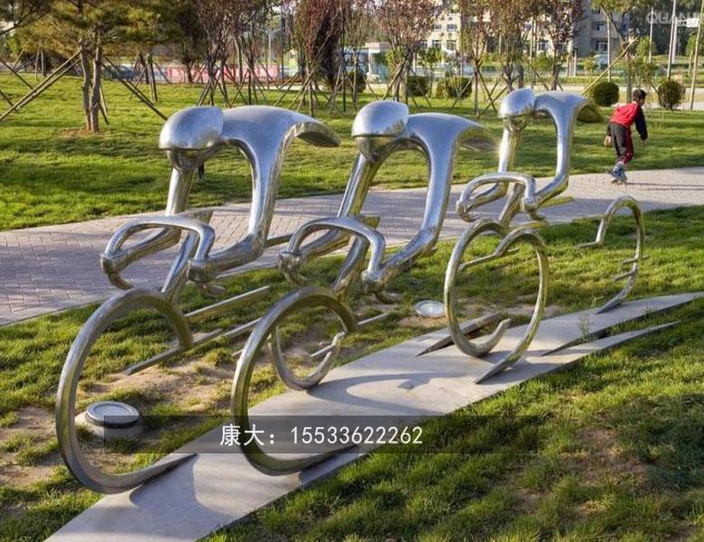 户外园林人物雕塑  不锈钢骑车人物雕塑可定制